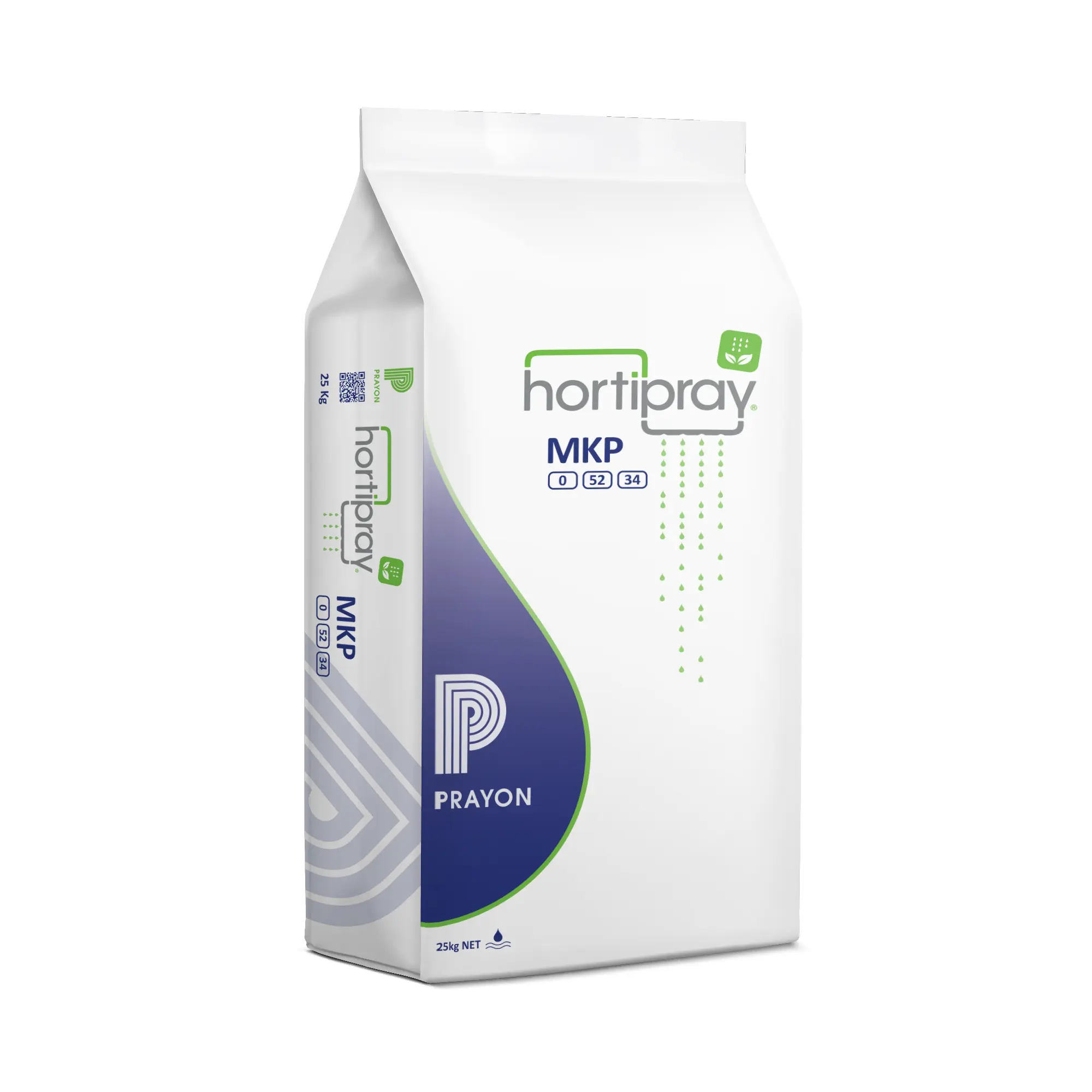 a 25 kg bag of Hortipray MKP (Monopotassium Phosphate) fertilizer, a soluble fertilizer from the brand Prayon