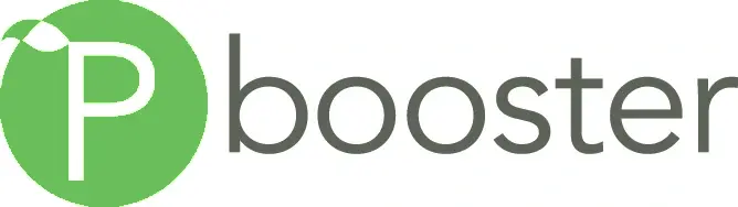 logo de pbooster, le p est dans un cercle vert